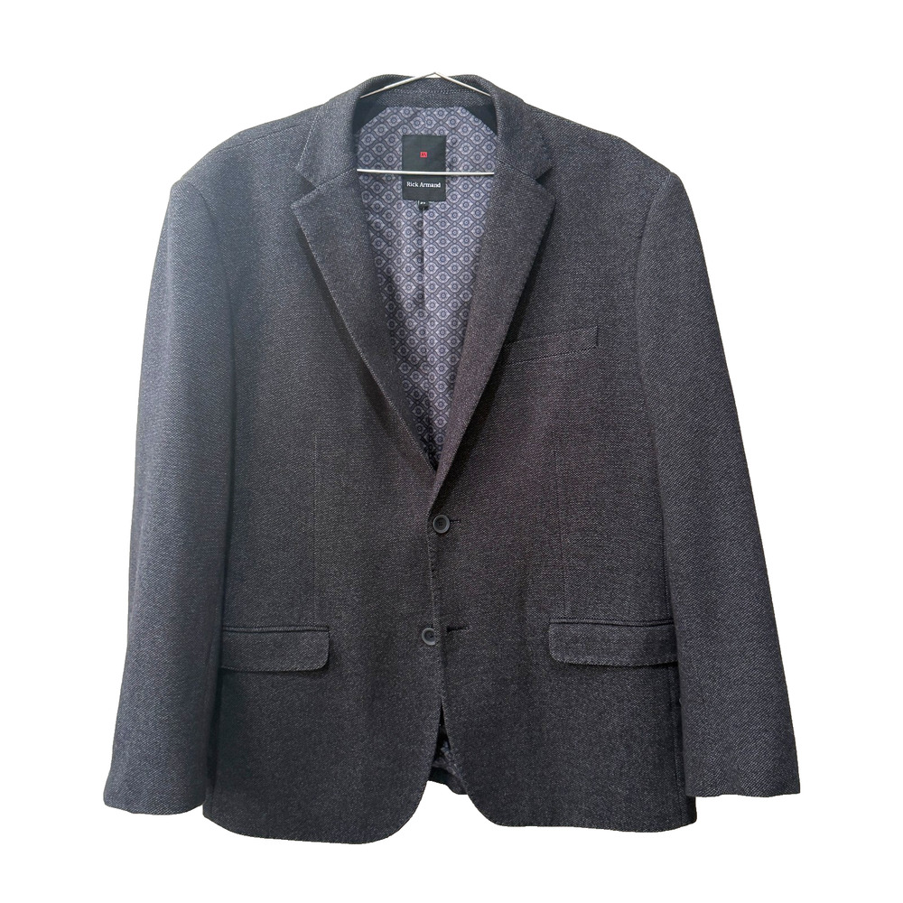 Rick Armand Men's Blazer German Size 27 (US 44 Short) Grey Textured Cotton Blend